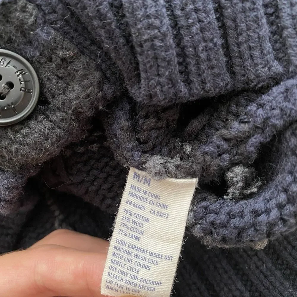 Y2K American Eagle Cardigan Sweater Vintage Chunky Medium Plaid Wool Cotton